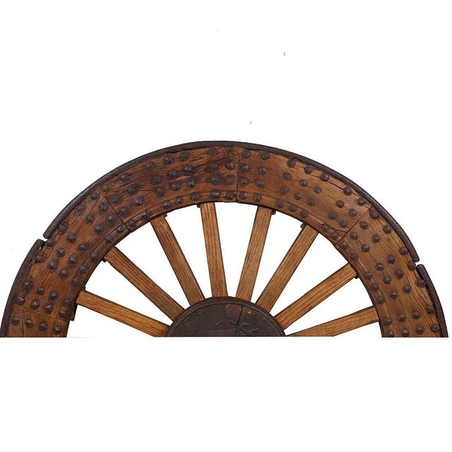 Chinese Early 19th Century Antique Chinese Large Country Wagon Wheel For Sale - Image 3 of 12