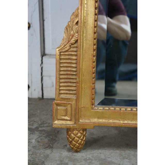 Vintage French Louis XVI Neoclassical Gilt Wall Hanging Mirror Mirror Fair 56" For Sale - Image 14 of 16