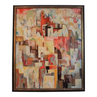 Early 20th Century Antique Harry Hutchinson Shaw Cubist Oil on Canvas Painting For Sale