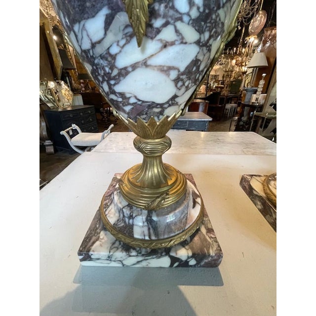 19th Century Pair of 19h C. French Marble and Bronze Cassolette For Sale - Image 5 of 7