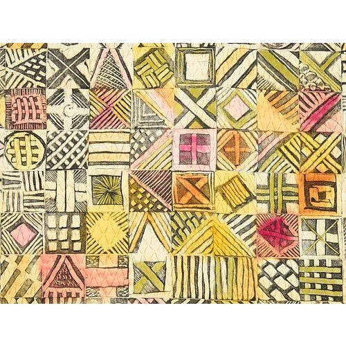 Burnt Orange Lenore Davis Diamond and Cross II Art Quilt For Sale - Image 8 of 10