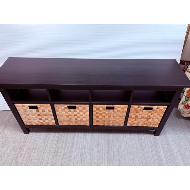 Black Contemporary Open Cubby Console Table For Sale - Image 8 of 12