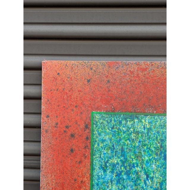 1980s 1980s Geometric Abstract Acrylic Painting on Canvas by B. Wilson, "Series: Spatter No. 1," Unframed For Sale - Image 5 of 7