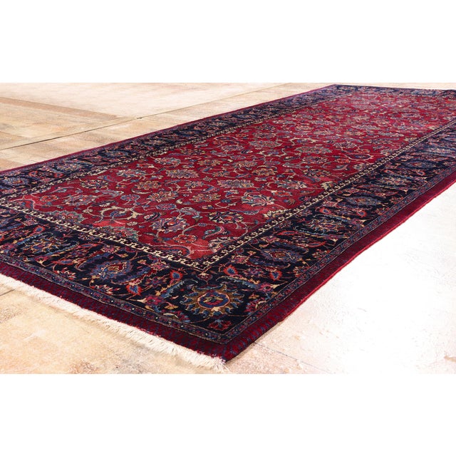 Signed Antique Persian Mashhad Rug, 04'11 X 10'11 For Sale - Image 9 of 11