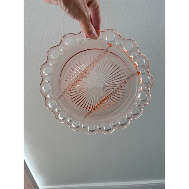 Antique Pink Depression Glass Celery Dish For Sale - Image 4 of 8