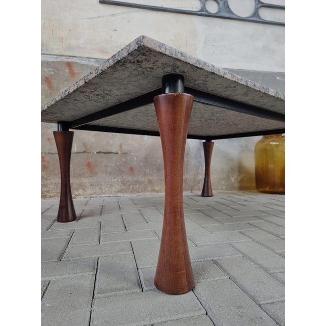 Metal Large Danish Coffee Table in Marble and Teak, 1980s For Sale - Image 7 of 8