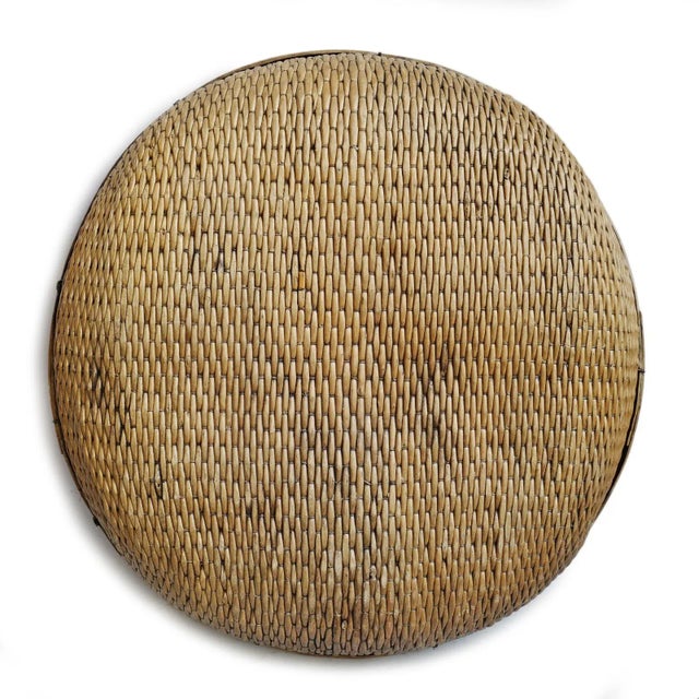 Boho Chic Vintage Jumbo Bamboo Grain Basket For Sale - Image 3 of 12