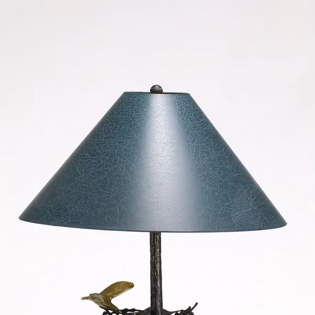 Frederick Cooper Bird Nest Floor Lamp W/ Green Faux Leather Shade For Sale - Image 11 of 16