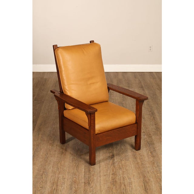 High Quality Antique American Made Arts And Crafts Mission Oak Morris Chair By Gustav Stickley, Model 346. Solid Quarter...