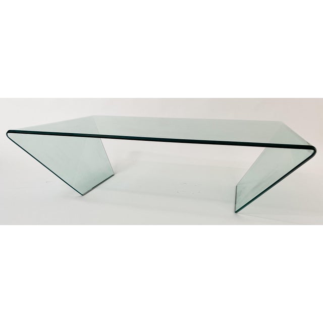 Contemporary Clear Glass Waterfall Coffee Table For Sale - Image 3 of 8