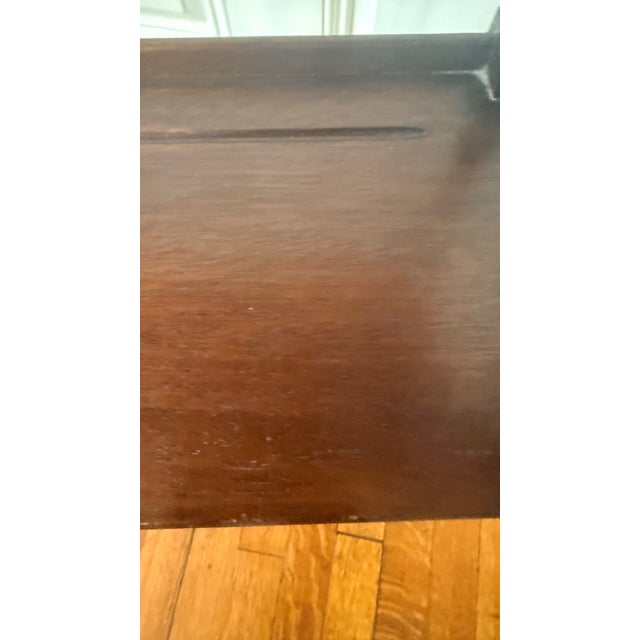 Late 20th Century Asian-Inspired Pagoda Top Wall-Mounted Hanging Étagère / Display Shelf in Mahogany With Drawer For Sale - Image 9 of 12