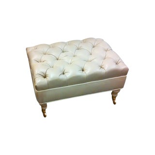 Tufted Leather Ottoman For Sale