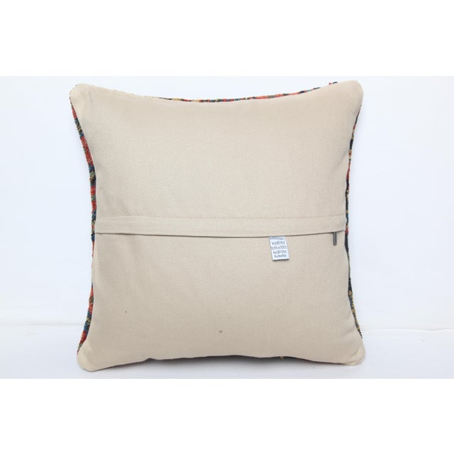 Authentic Tribal Antique Rug Pillow Cover -16'' X 16'' For Sale - Image 9 of 9