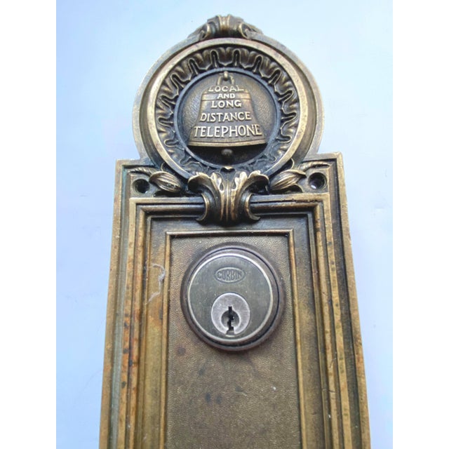 Antique Cast Brass Emblematic Telephone Company Exterior Door Handle For Sale In Los Angeles - Image 6 of 7