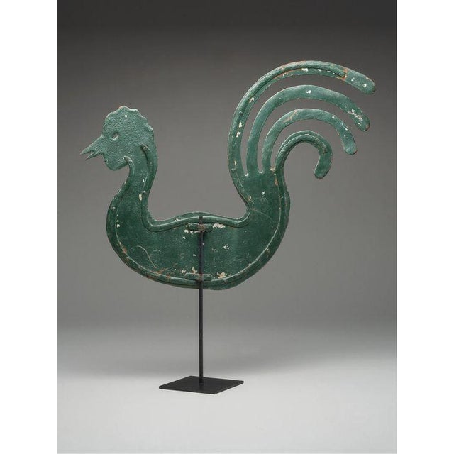 Farmhouse Antique 19th Century Cut Metal Rooster Weathervane on Stand For Sale - Image 3 of 4
