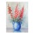 Vintage Pink Gladiolus Flowers in Blue Vase Still Life Painting For Sale