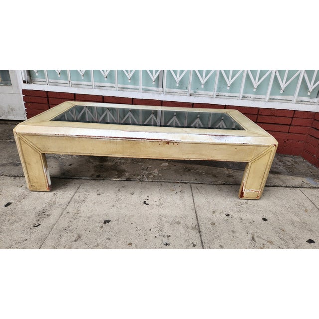 Vintage Distressed Leather Coffee Table For Sale - Image 12 of 12