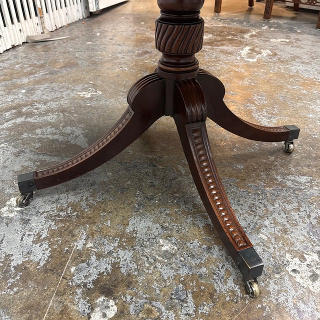 Manor House Round Leather Top Pedestal Table, Mid 19th Century For Sale - Image 11 of 12