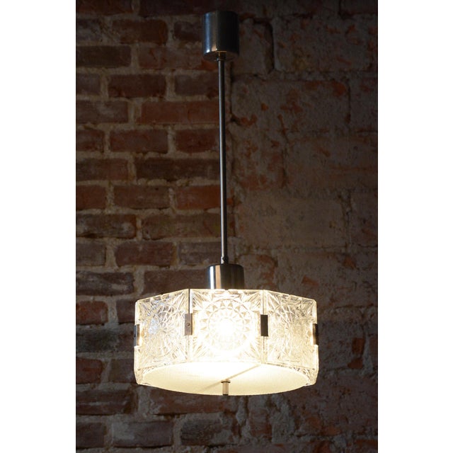 Mid-Century Czech Chrome Pendant Light attributed to Kamenický Šenov, 1950s For Sale - Image 10 of 13