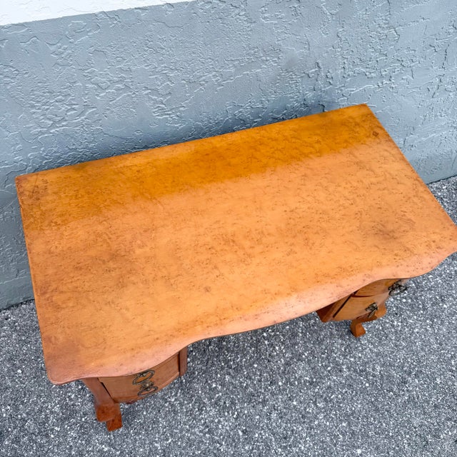 Queen Anne Antique Queen Anne Style Birds Eye Maple Vanity Low Desk For Sale - Image 3 of 10