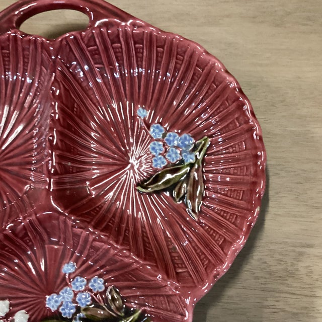 Mid-Century Modern Mid 20th Century Crimson Majolica Platter For Sale - Image 3 of 11