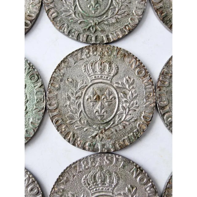 1970s Vintage Louis XVI 1788 Replica Coin Coasters - Set of 9 For Sale - Image 5 of 7