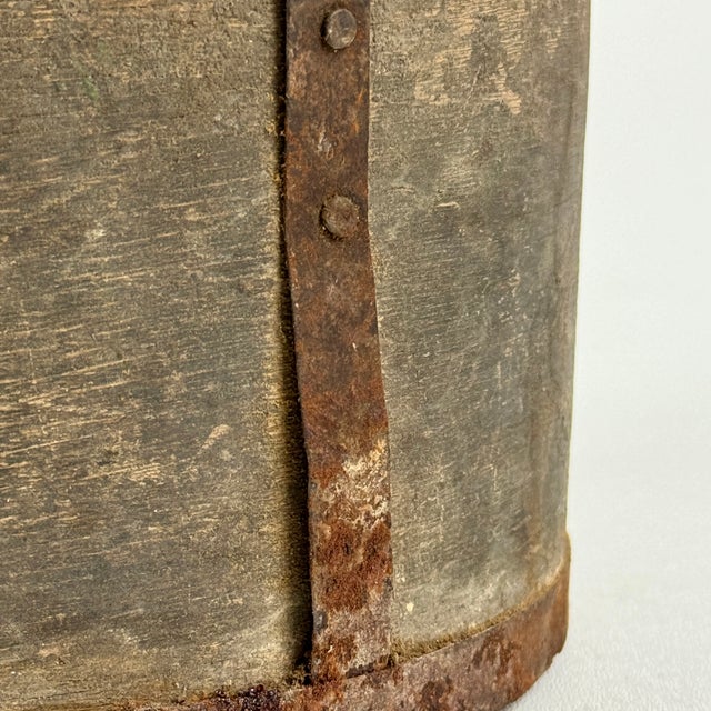 Antique Primitive Wood & Iron Hand Made Bushel Measure Container For Sale - Image 9 of 11