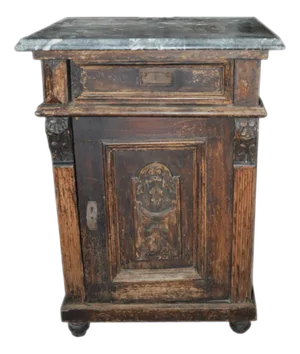 Antique German Marble Top Nightstand, 1890s