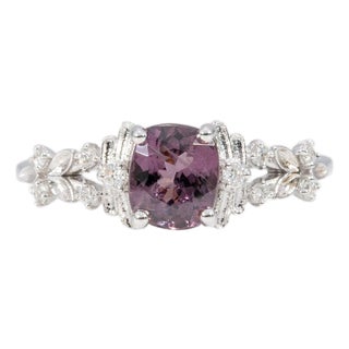 1.1ct Purple Spinel Ring With Earth-Mined Diamond Accents: Solid 14k Gold, 7x6mm, Size 6.75 For Sale