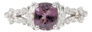 1.1ct Purple Spinel Ring With Earth-Mined Diamond Accents: Solid 14k Gold, 7x6mm, Size 6.75