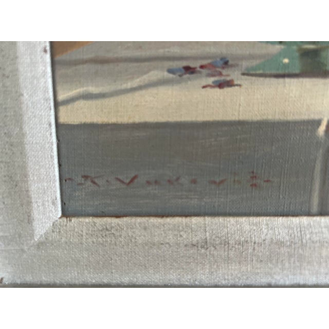 1950s Still Life Oil Painting by Kiest Vukovic – Floral Arrangement With Chinoiserie Urn For Sale - Image 5 of 9