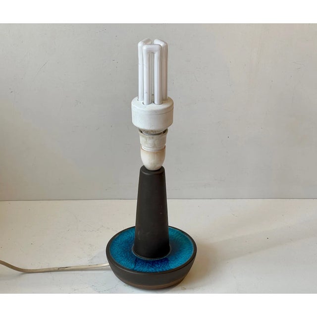 1960s Ceramic Turquoise Table Lamp by Einar Johansen for Søholm, 1960s For Sale - Image 5 of 9