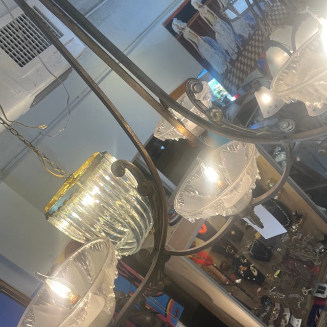 Art Deco Mid 20th Century French Art Deco Chandelier For Sale - Image 3 of 10