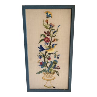 Vintage Handmade Embroidery Wall Decor For Sale
