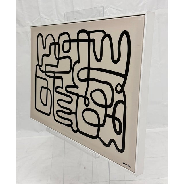 Oliver Gal Abstract Line Art Painting Framed Acrylic Canvas Miami Pop Art For Sale - Image 11 of 18
