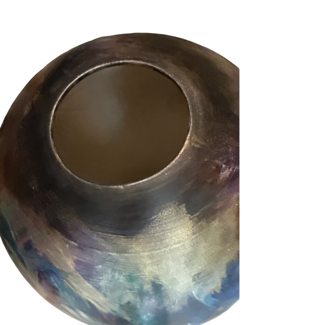 Contemporary Large Byron & Alyse Sanders Signed Studio Art Pottery Globe-Form Vessel, 1980s For Sale - Image 3 of 17