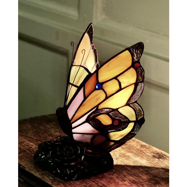 French Tiffany Style Table Lamp in Glass, 1970 For Sale - Image 3 of 8