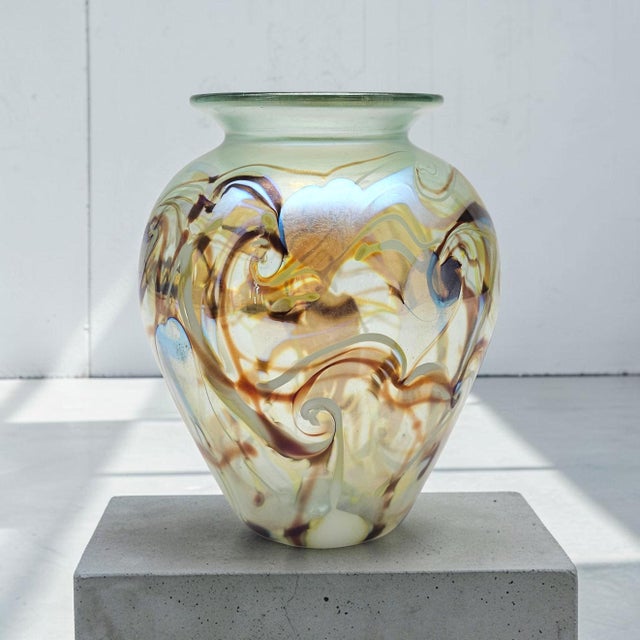 Handblown art glass vase by Don Richardson, created during his association with Carlson Art Glass of Siletz, Oregon. The...