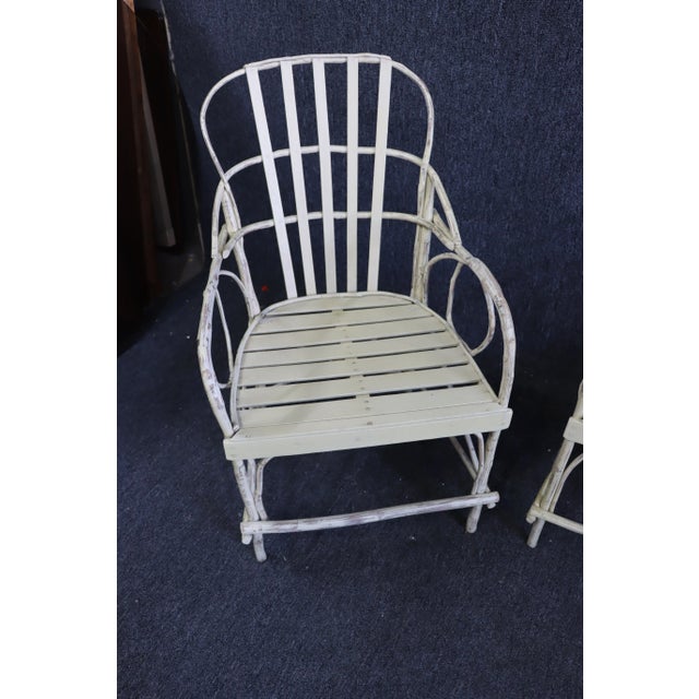 Wood Adirondack Cream Painted Bentwood Twig Chairs - Set of 4 For Sale - Image 7 of 10