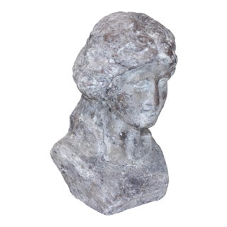 Artisan Bust of Victorian Girl Long Hair Tied in a Bow For Sale