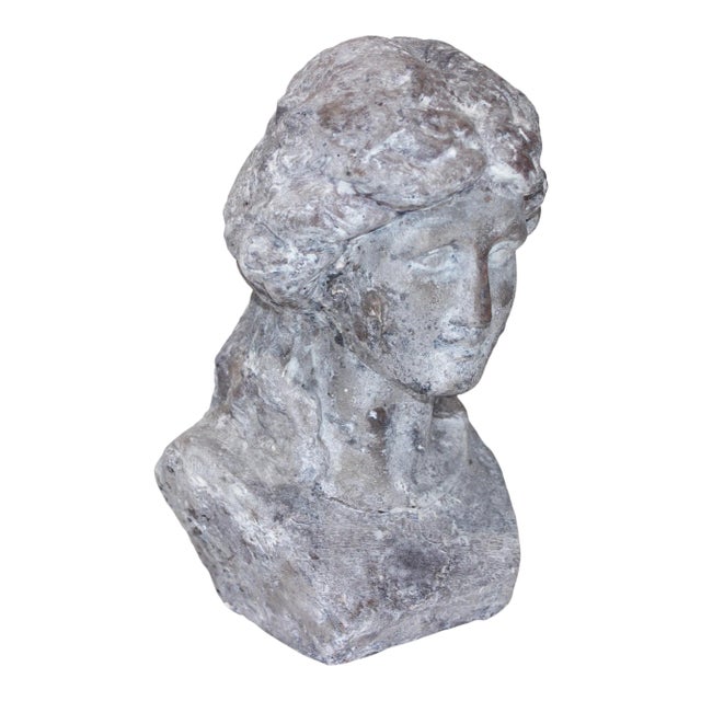 Artisan Bust of Victorian Girl Long Hair Tied in a Bow For Sale