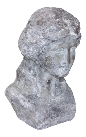 Artisan Bust of Victorian Girl Long Hair Tied in a Bow