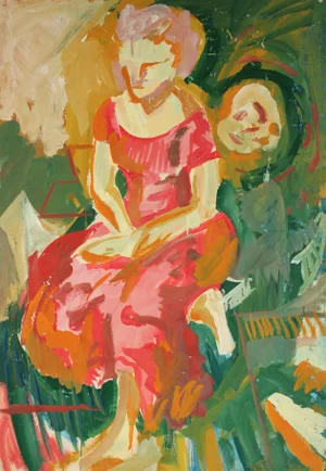 Jack Freeman Figurative Portrait Acrylic Painting, Circa 1960s