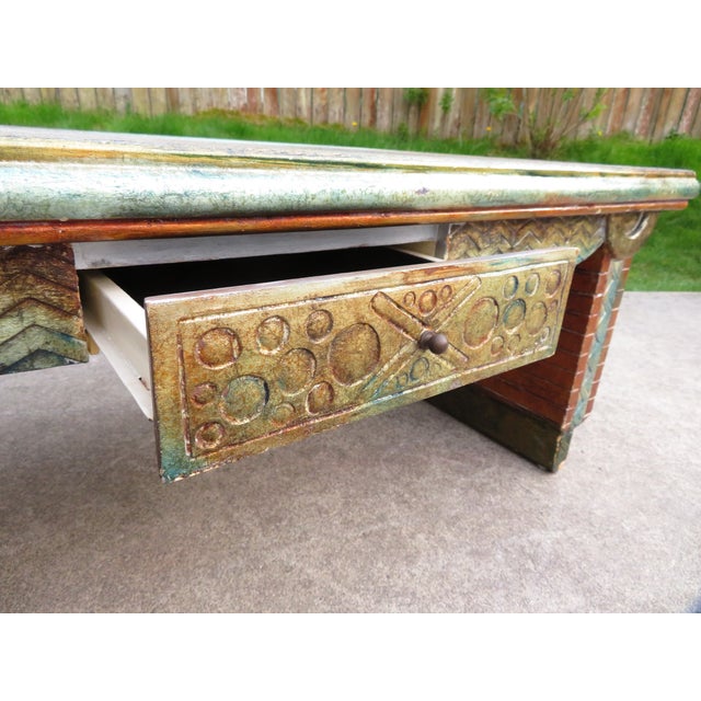Post Modern Two-Sided Double Drawer Sculptural Textured Coffee Table ~ Brutalist Vintage Abstract Art ~ Modernsim For Sale - Image 15 of 18