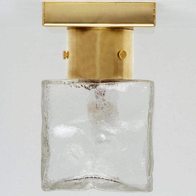 Square Glass and Brass Light Fixture from J.T. Kalmar, Austria, 1960 For Sale - Image 6 of 16