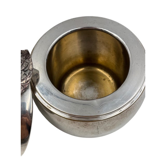 Silver 1970s Modern Silver-Plated Apple Wine Cooler / Ice Bucket, Teghini Firenze For Sale - Image 8 of 12