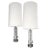 Chrome Postmodern Glass & Chrome Column Table Lamps With White Jumbo Drum Lampshades- a Pair For Sale - Image 8 of 8