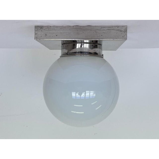 Metal Bauhaus Chrome and Glass Ceiling Lamps, 1930s, Set of 2 For Sale - Image 7 of 9