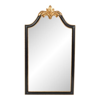 Christopher Guy Black Lacquer and Giltwood Beveled Wall Mirror 48x27 20thC For Sale