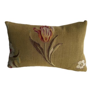 French Aubusson Tulip Decorative Pillow, Circa 1850 For Sale